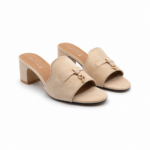 Sally B Suede Block Heel Slide Sandals with Padlock